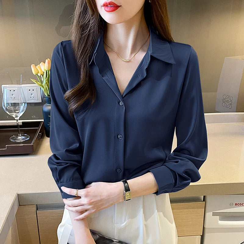 Long Sleeve Satin Shirt for Women