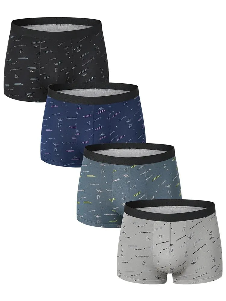 4-Pack Men's Comfortable Hipsters with Assorted Pattern Prints