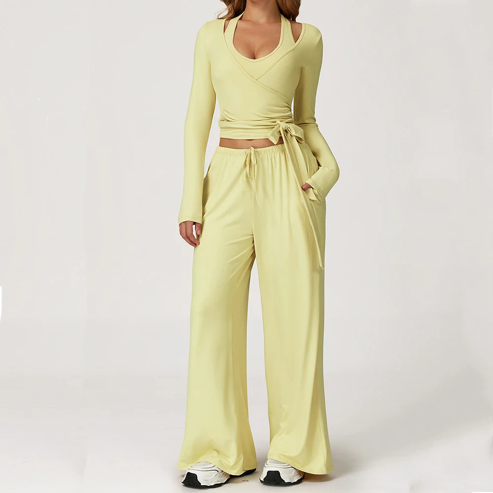 Women's 2/3PCS Cropped Sweater Vest & Loose Sweatpants Set