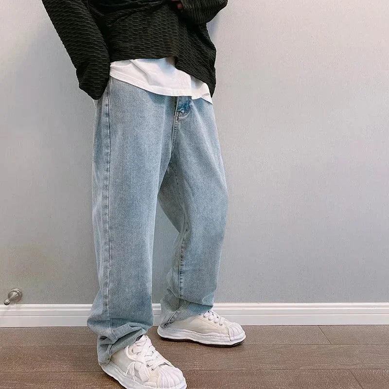 Men's Baggy Jeans - Oversized Straight Fit Wide Leg Denim Pants