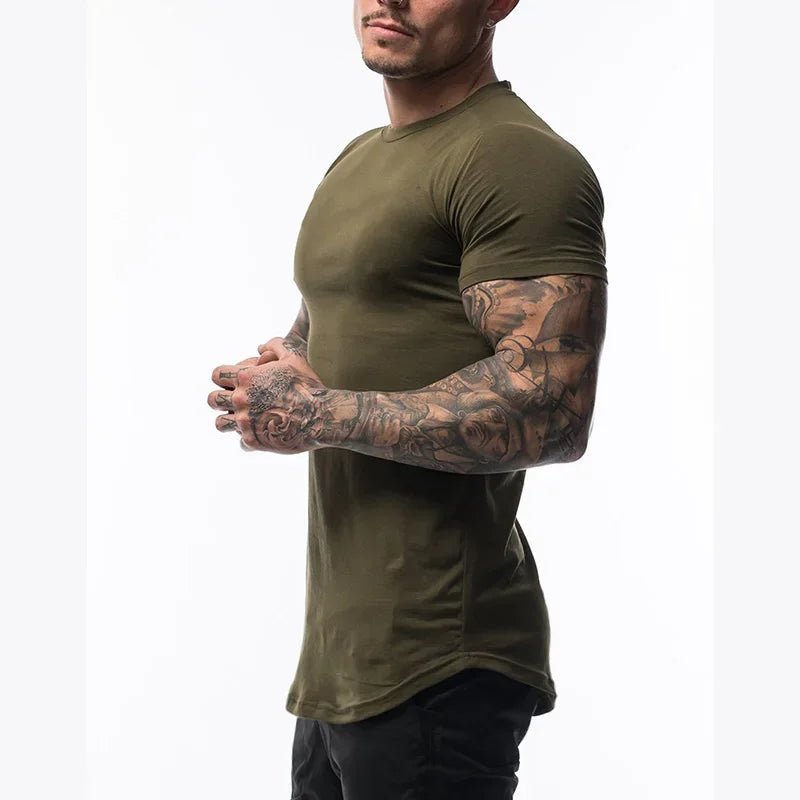 Men's Muscle Fit Short Sleeve T-Shirt - Premium Cotton Fabric - Various Colors