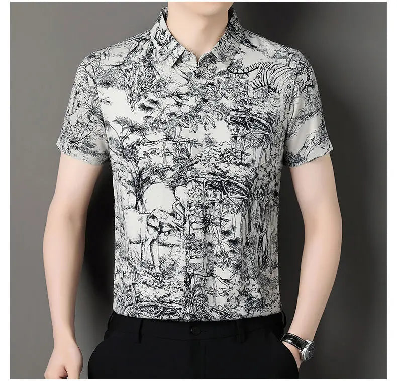 Ice Silk Short-Sleeve Men's Shirt – Breathable, Lightweight