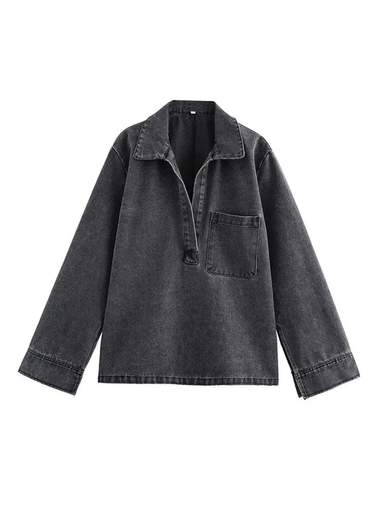 Women’s Two-Piece Sweater Set with Turn-Down Collar & High-Waist Drawstring Pants