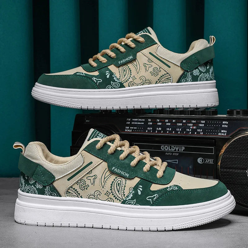 Men's Waterproof Vulcanized Faux Leather Sneakers