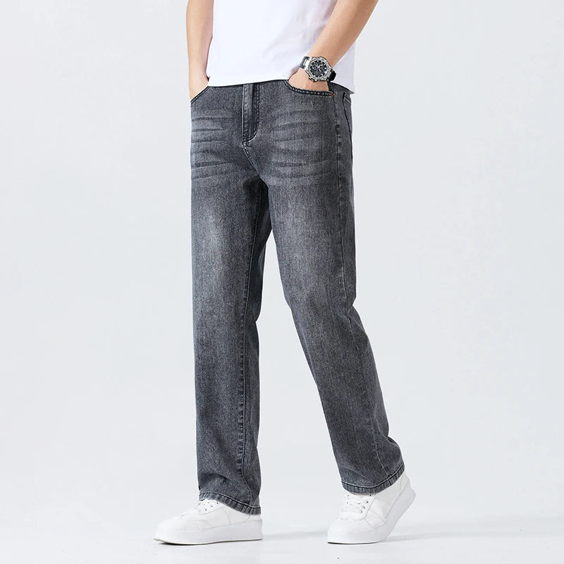 Thin Men's Jeans – Soft, Breathable, Straight Fit Loose Denim Pants