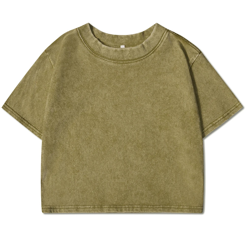 Women's Slim Fit Washed Cropped T-Shirt