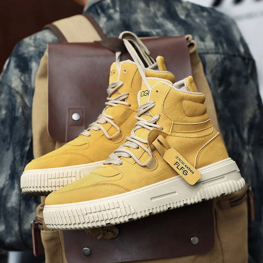 Men's High-Top Casual Faux Leather Boots