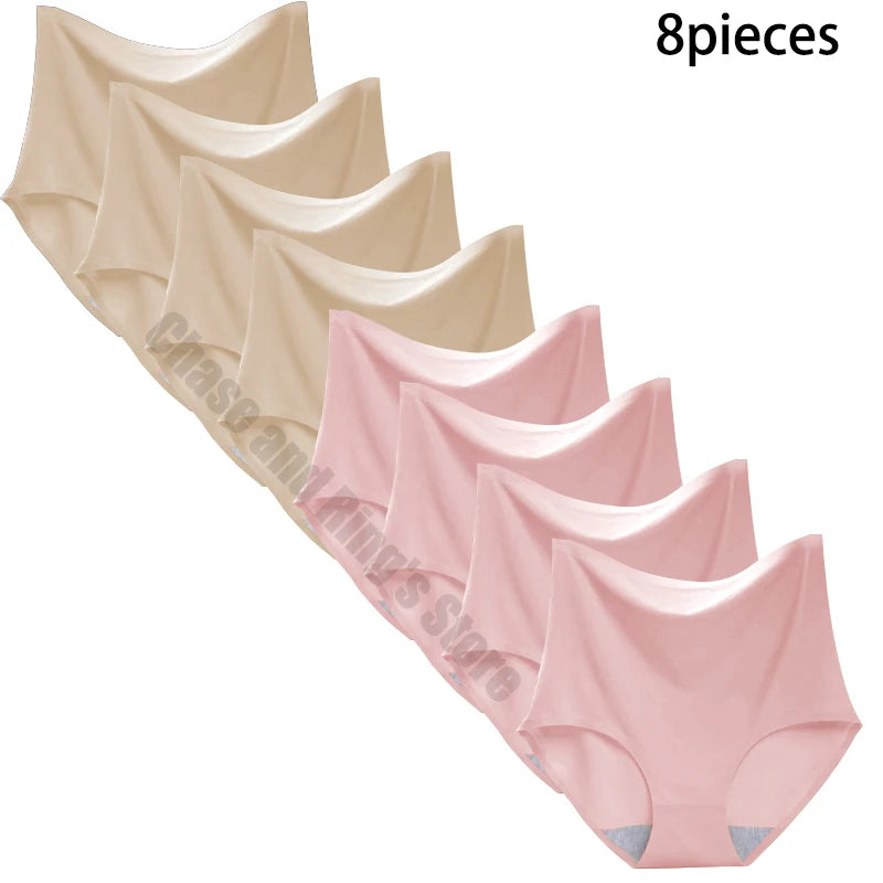8-Pack Women’s Ice Silk Seamless Triangle Briefs - Comfortable, Tight Fit, Elastic Underwear Set