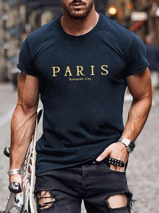 "Paris" Graphic Print Loose Fit T-Shirt For Men