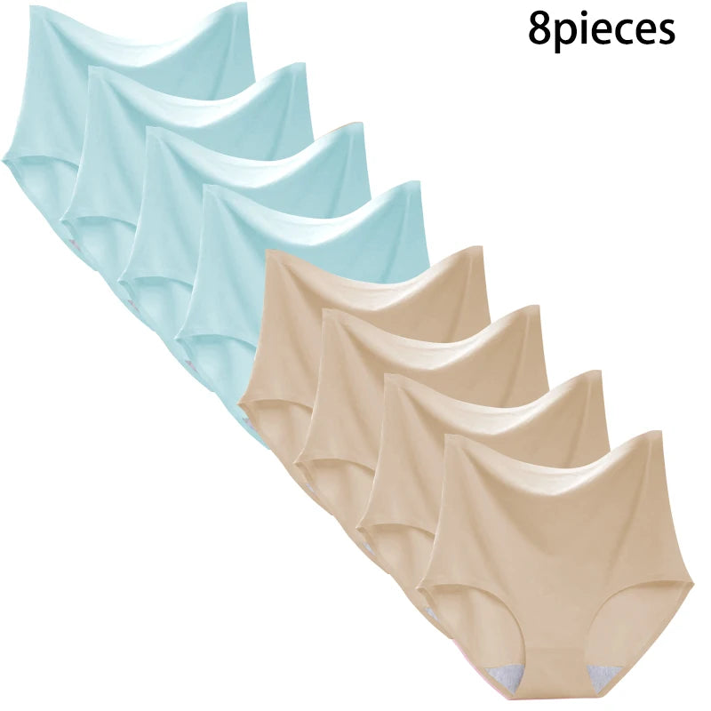8-Pack Women’s Ice Silk Seamless Triangle Briefs - Comfortable, Tight Fit, Elastic Underwear Set