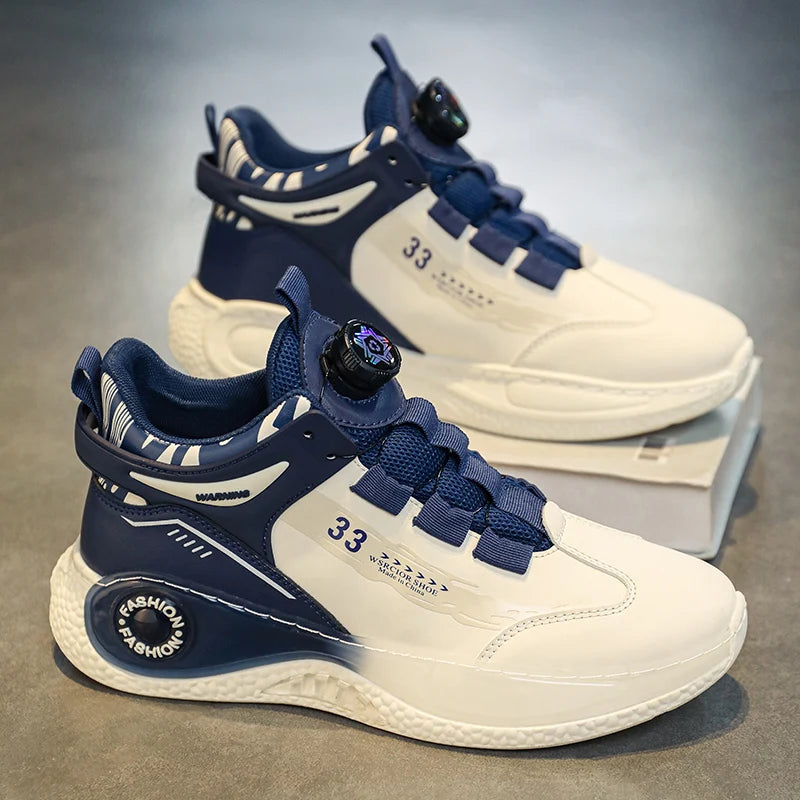 Men's Durable Sneakers with Rotating Tightening Disc – Non-Slip Lace-Up Athletic Shoes