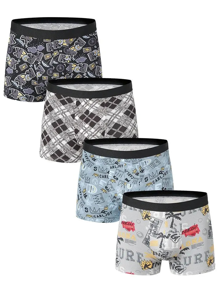 4-Pack Men's Comfortable Hipsters with Assorted Pattern Prints