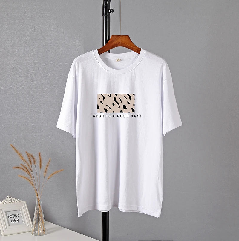 Women’s Oversized Cotton Leopard Print T-Shirt - Hirsionsan Fashion Top