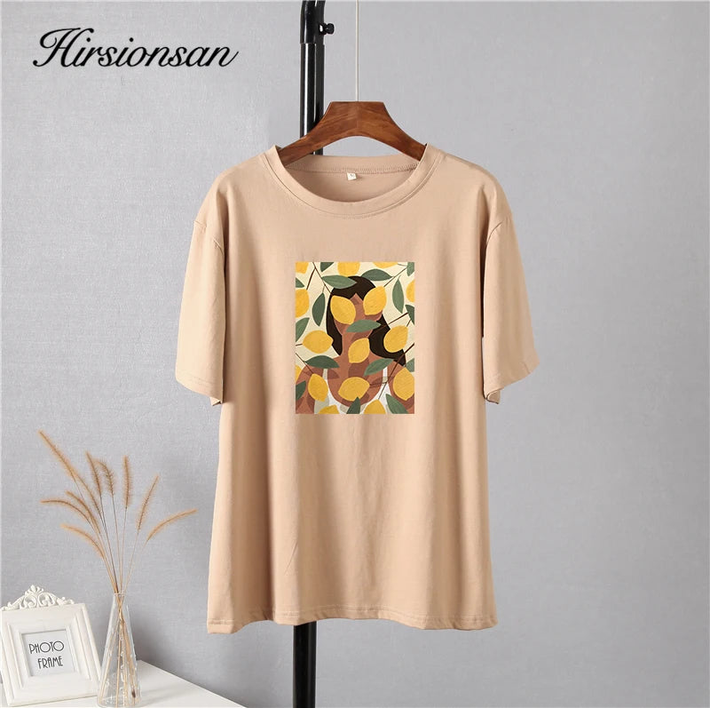 Lemon Print Graphic T-Shirt for Women – Summer Cotton Tee by Hirsionsan"