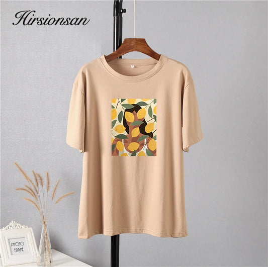 Lemon Print Graphic T-Shirt for Women – Summer Cotton Tee by Hirsionsan"