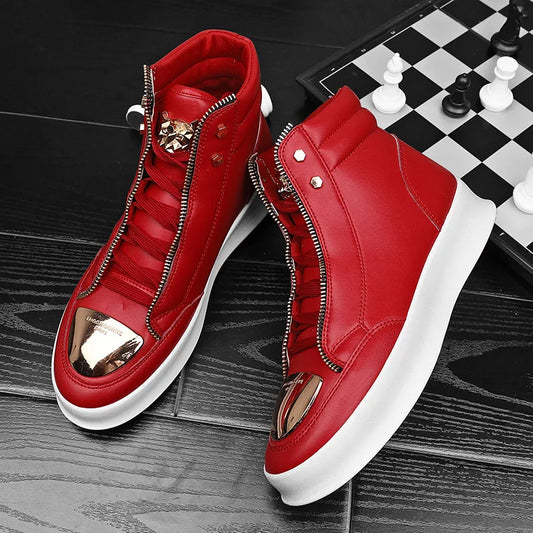 Men's Zippered High Top Sneakers - Various Colors