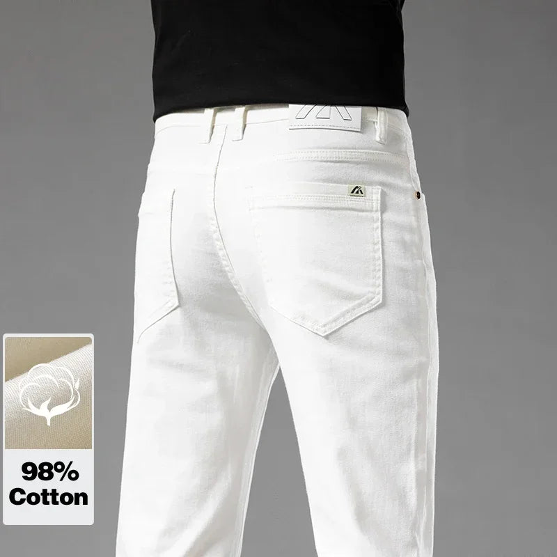 Men's Classic Stretch Straight Trousers - 98% Cotton Comfort Fit