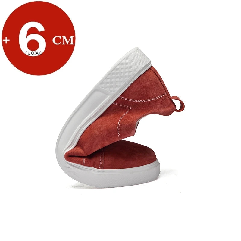 Men's Faux Suede Casual Elevator Sneakers with 6cm Hidden Heel
