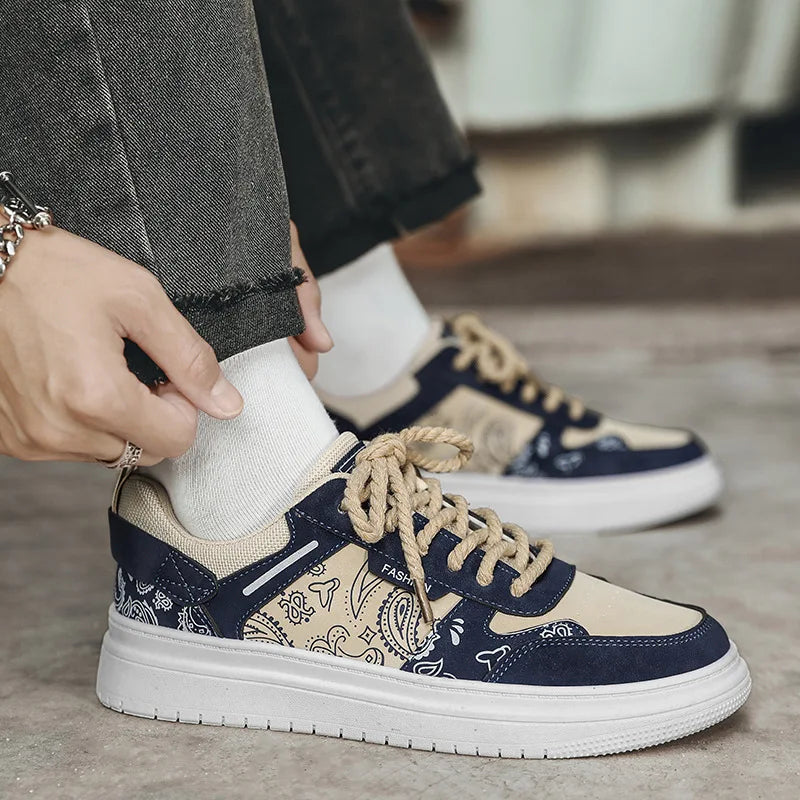 Men's Waterproof Vulcanized Faux Leather Sneakers