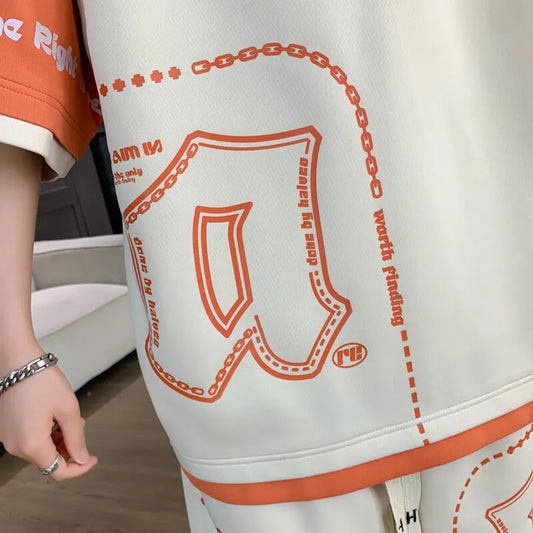 Men's 2-Piece Loose Fit T-Shirt and Shorts Set - Stylish Casual Activewear for Men