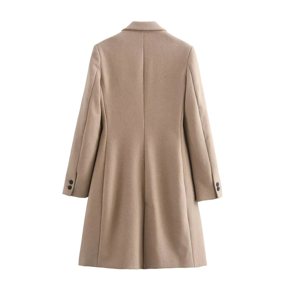 Women's Casual Button-Front Long Sleeve Lapel Coat