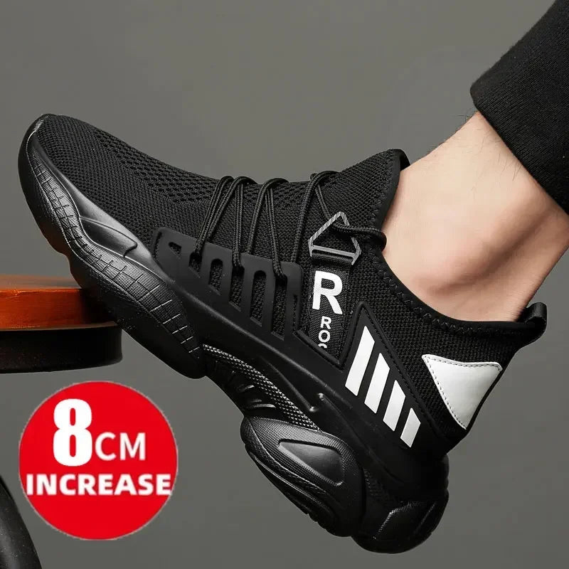 Men's Elevator Sneakers with 8cm Height-Increasing Insole – Breathable Mesh Design