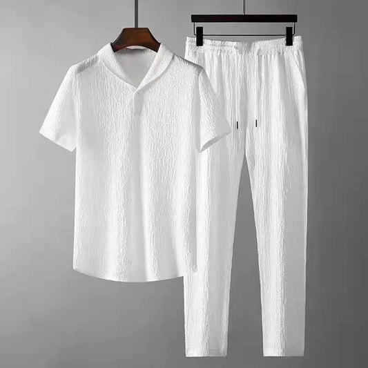 Men's Classic 2-Piece Shirt and Drawstring Pants Set