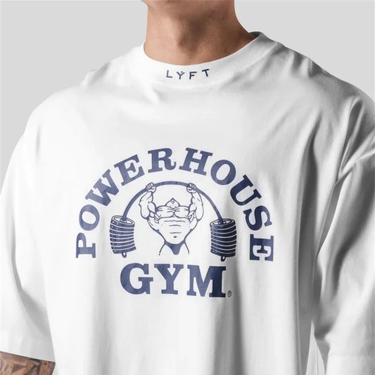 Lyft Men's Oversized Cotton T-Shirt with "Powerhouse Gym" Print