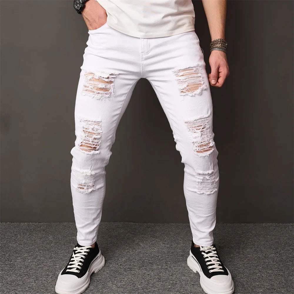 Men's Distressed Ripped Skinny Denim Pants