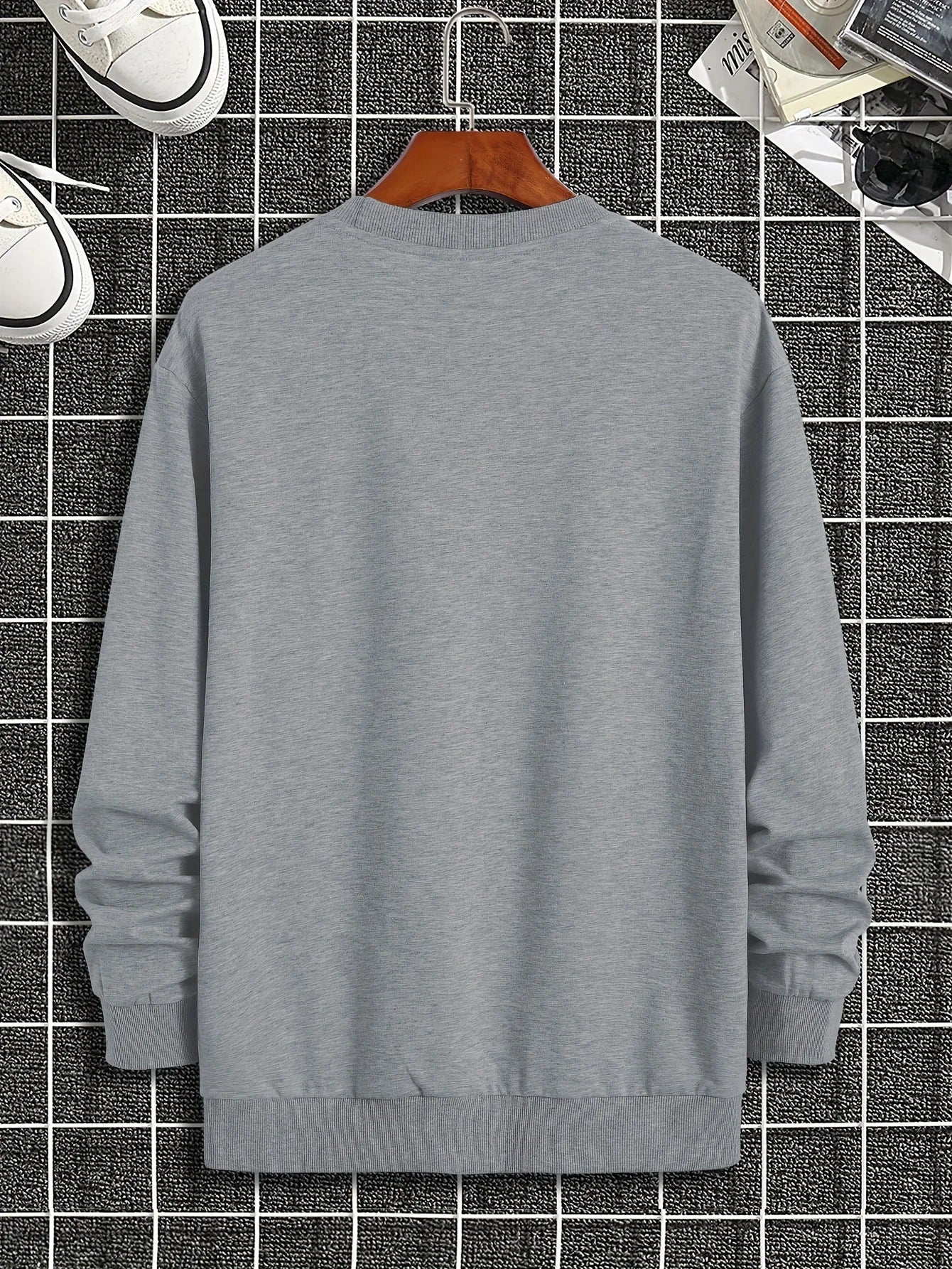 Men's Casual Loose Fit Anchor Pattern Print Sweater