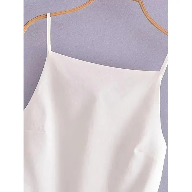 Backless Sleeveless Black and White Crop Top for Women with Thin Straps