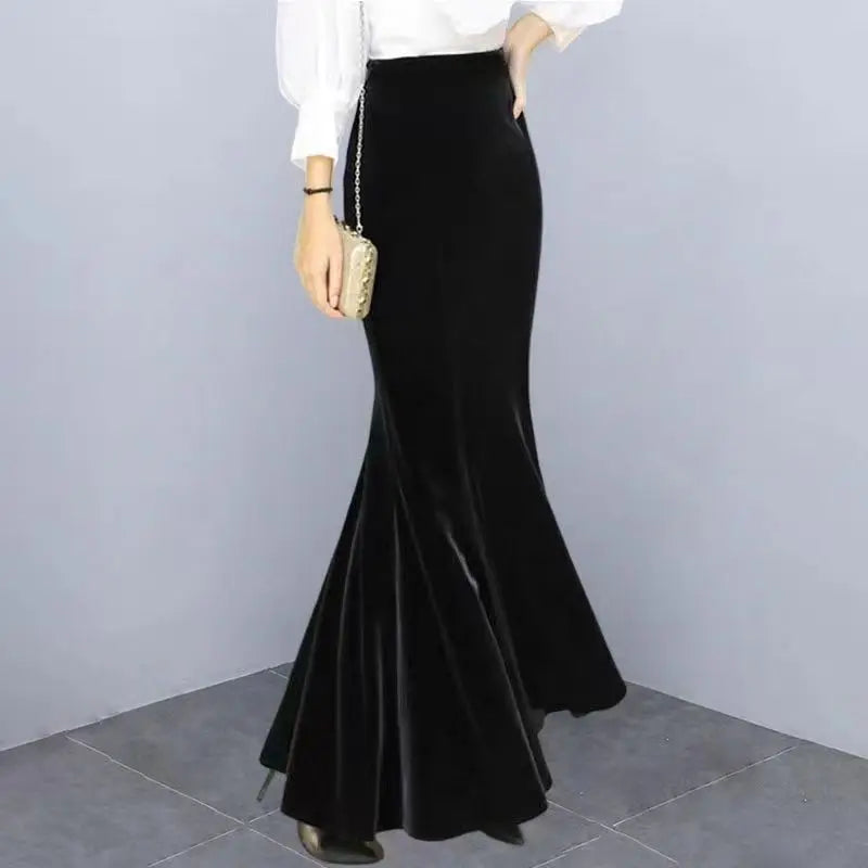 Women's Velvet Fishtail Slim Skirt – Elegant & Stylish Velvet Skirt for Women