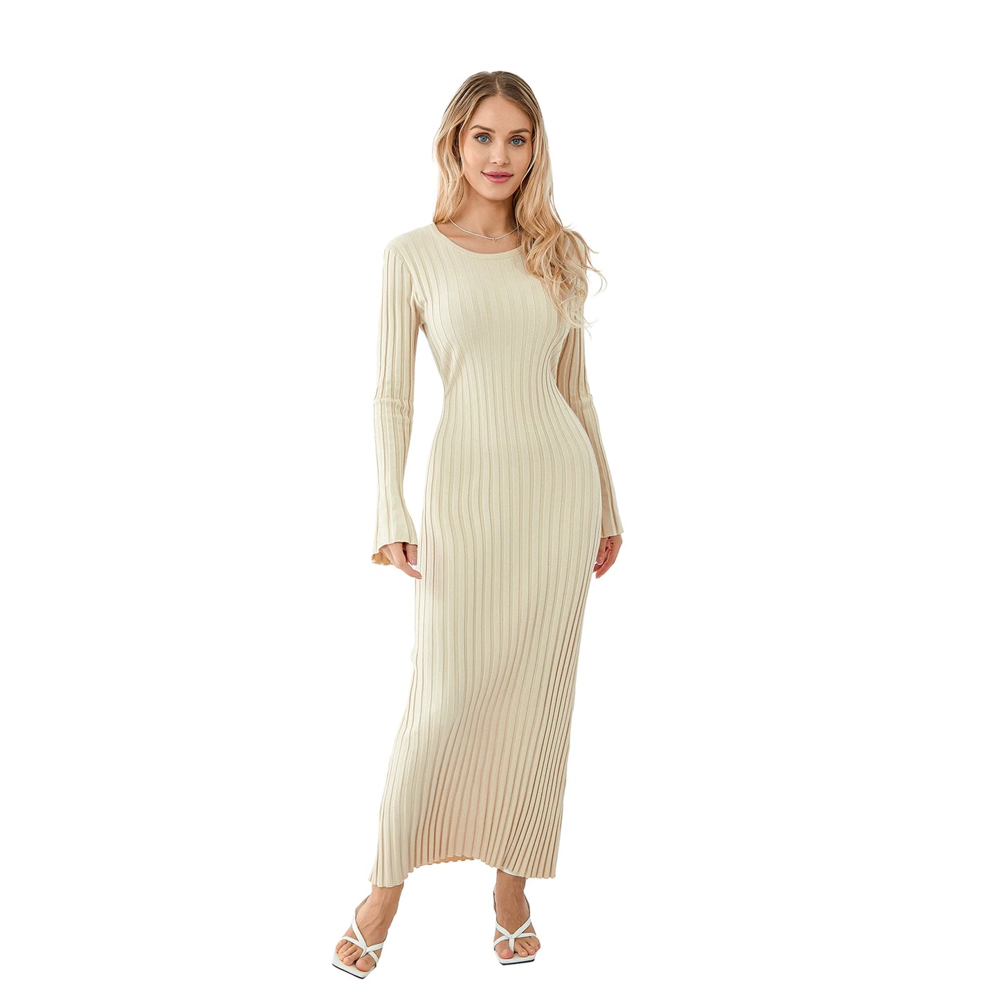 Elegant Women’s Knit Long Sleeve Bodycon Dress – Stylish & Comfortable Long Sleeve Midi Dress for Women
