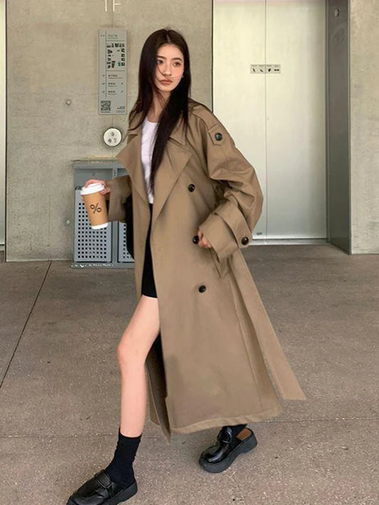 Vintage Elegant Women's Long Trench Coat