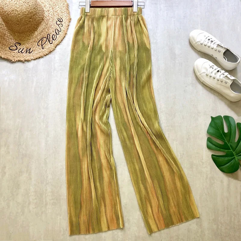 REALEFT Vintage High-Waist Printed Long Pants - Loose Wide Leg Fit- Loose Wide Leg Fit