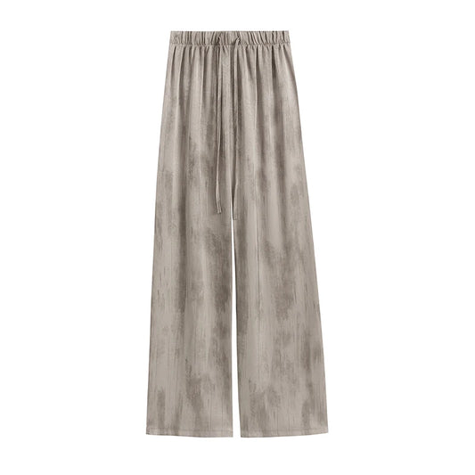 Retro Tie-Dye Wide Leg Pants for Women - Loose, Straight-Fit Boho Style Trousers