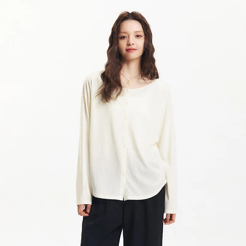 Elegant Women's Long Sleeve Loose Cardigan by Semir - Stylish & Comfortable Layering Essential