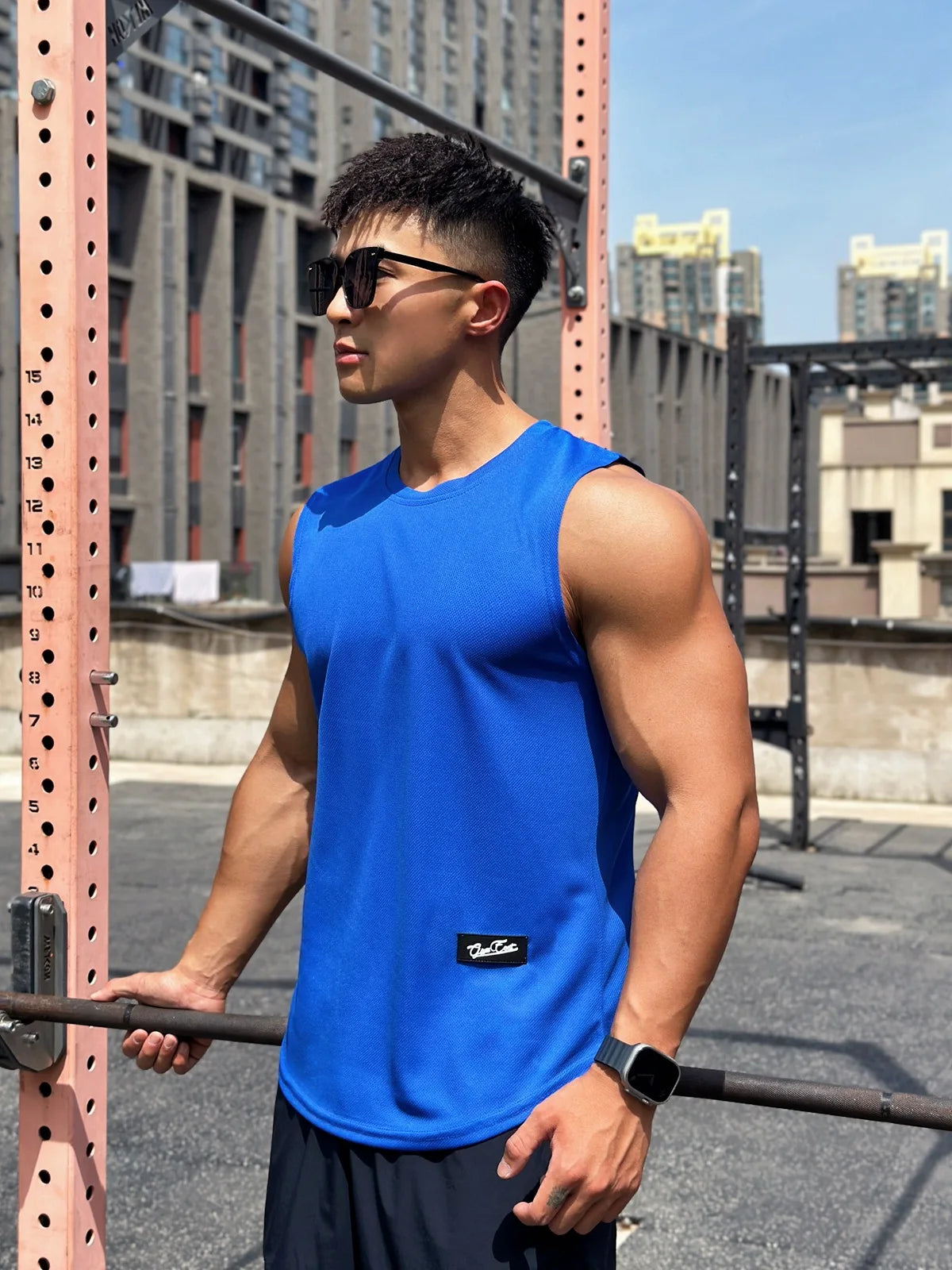 Men's Round Neck Vest with Mesh Bottom - Various Colors