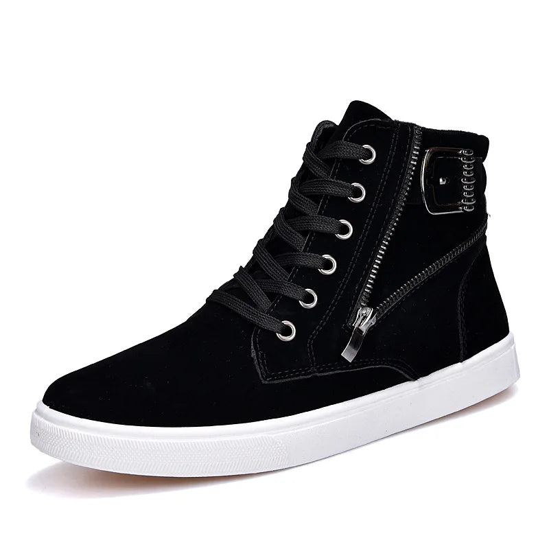 Men's Breathable High Top Casual Sneakers with Side Zipper