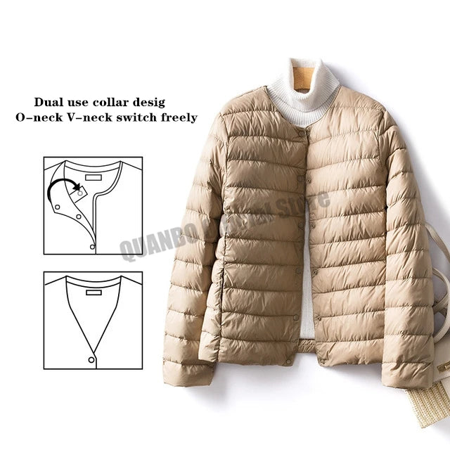 Women's Duck Down Puffer Jacket - Warm Liner Winter Coat for Women