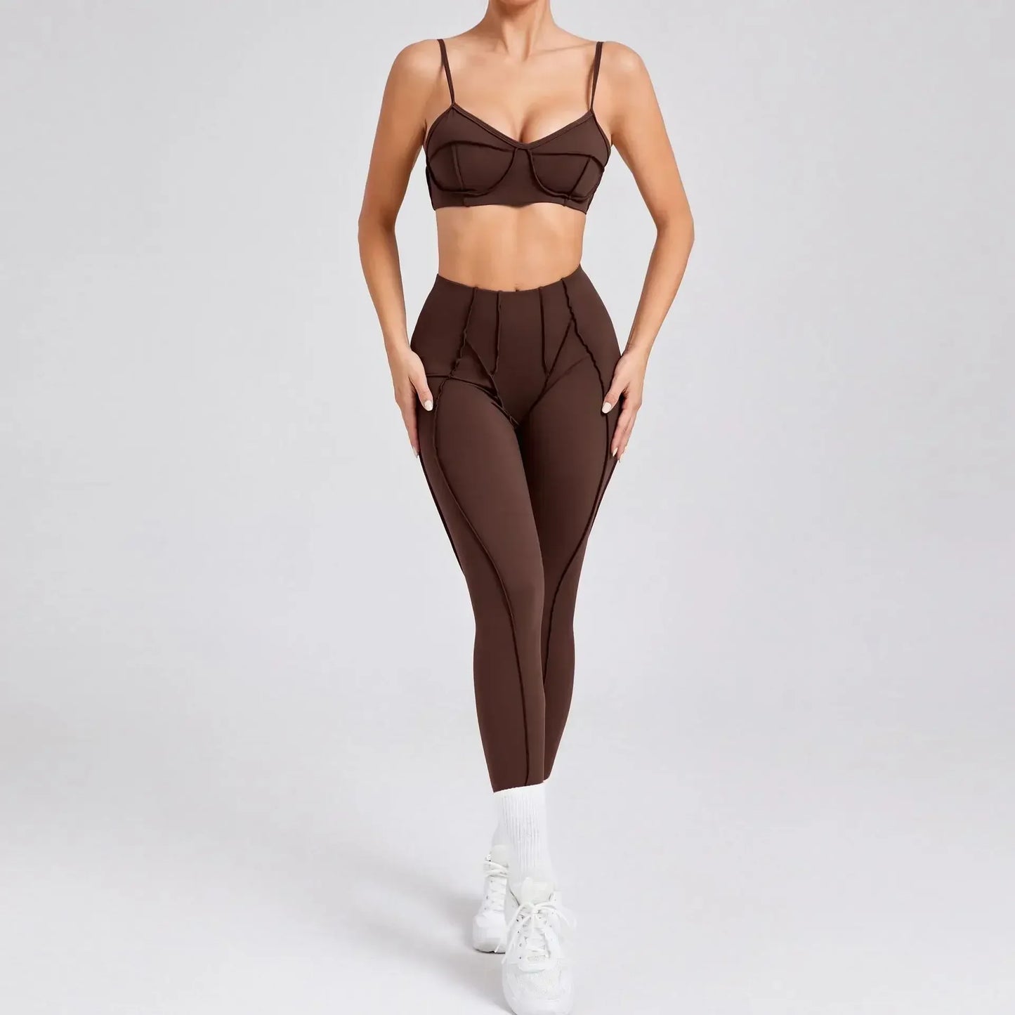 Women's Seamless 2-Piece Yoga Set - High-Waist Leggings and Bra for Fitness & Activewear