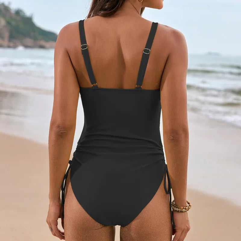 Women's One-Piece Swimsuit with Push-Up Support - Stylish Beachwear