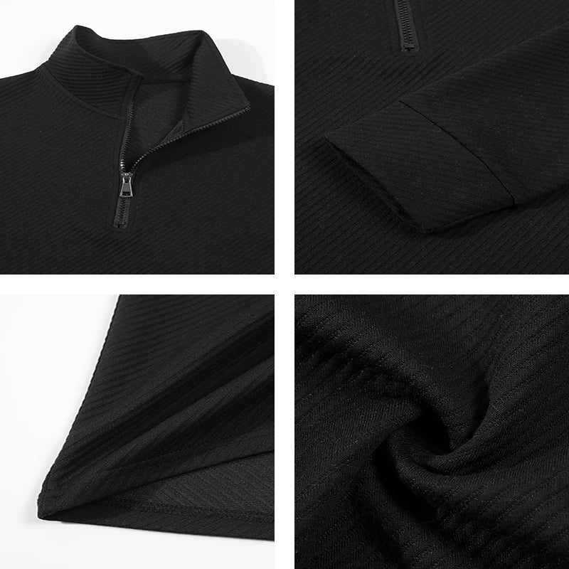 Men's Long Sleeve Zipper Polo Sweater