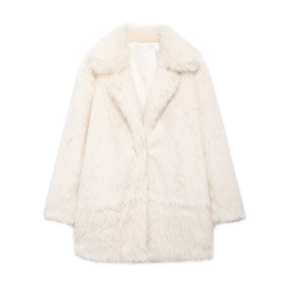 Women's Thick Fury Warm Coat with Flip Collar