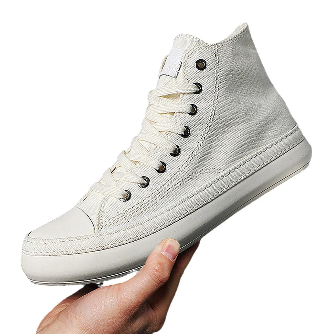 Men's High-Top Canvas Casual Sneakers – Fashion Lace-Up Vulcanized Shoes for Men