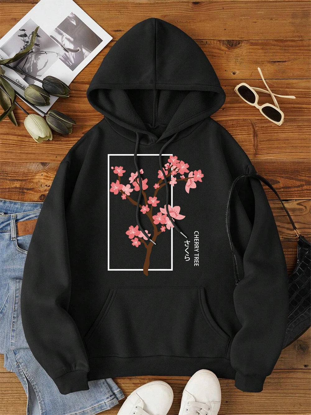 Cherry Blossom Tree in Full Bloom Women’s Loose Hoodie