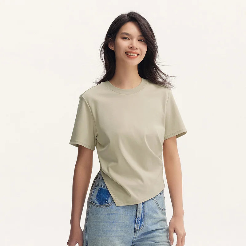 Slim Cotton T-Shirt for Women by Semir - Short Sleeve Stylish Tee