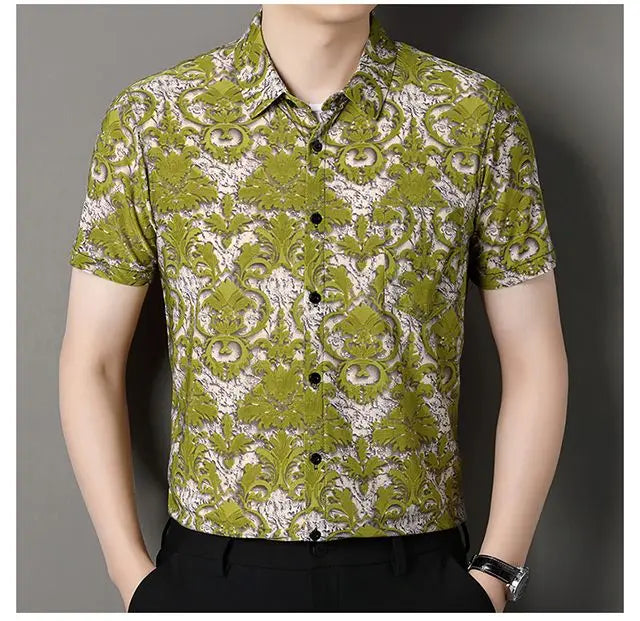 Ice Silk Short-Sleeve Men's Shirt – Breathable, Lightweight