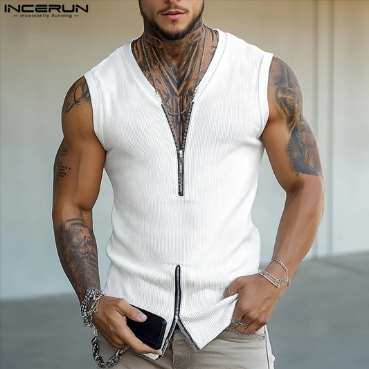 Incerun Men's Sleeveless Zipper Vest