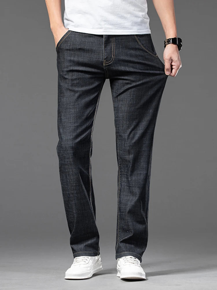 Men's Slim Fit Straight Leg Jeans - Classic Casual Denim Pants for Men